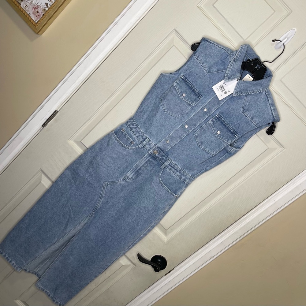 Grey Lab Denim Power Shoulder Maxi Dress Sz XS